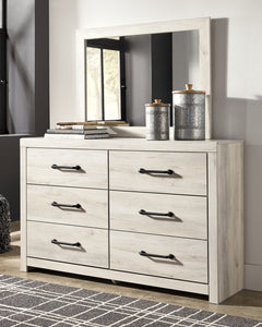 Cambeck King Panel Bed with 2 Storage Drawers with Mirrored Dresser and Chest