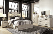 Cambeck Queen Panel Bed with 4 Storage Drawers with Mirrored Dresser, Chest and Nightstand