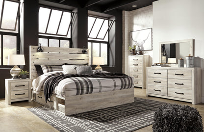 Cambeck King Panel Bed with Storage, Dresser, Mirror, Chest and 2 Nightstands