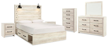 Cambeck Queen Panel Bed with Storage, Dresser, Mirror and 2 Nightstands