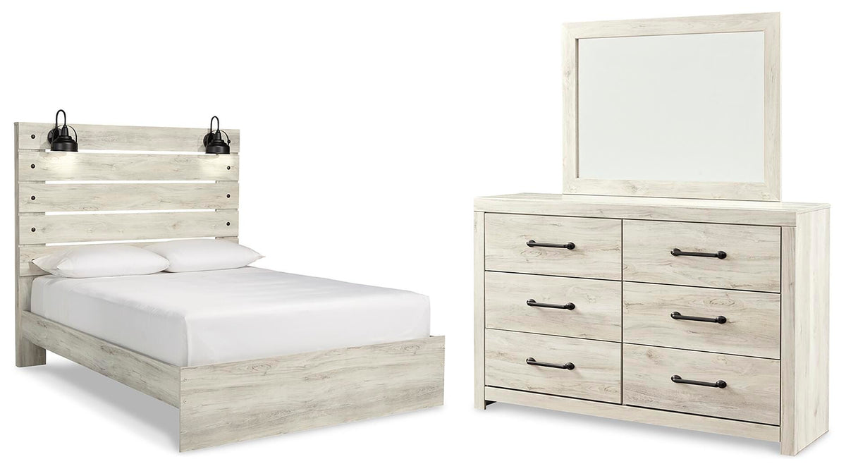 Cambeck Queen Panel Bed with Mirrored Dresser