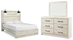 Cambeck Queen Panel Bed with Mirrored Dresser