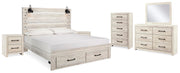 Cambeck King Panel Storage Bed, Dresser, Mirror, Chest and 2 Nightstands