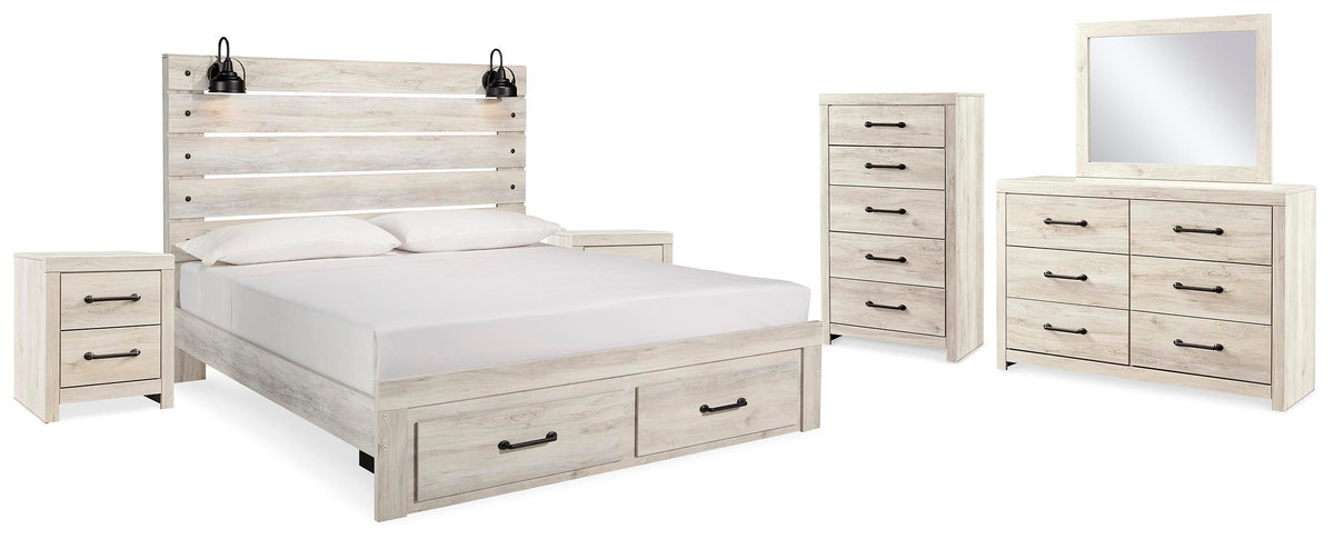 Cambeck King Panel Storage Bed, Dresser, Mirror, Chest and 2 Nightstands