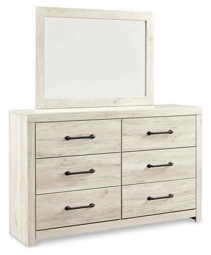Cambeck King Panel Bed with 4 Storage Drawers with Mirrored Dresser, Chest and Nightstand