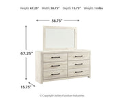 Cambeck King Panel Bed with Mirrored Dresser and Nightstand