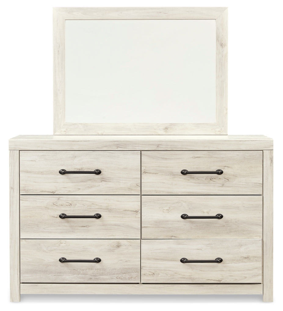 Cambeck Queen Panel Bed with 2 Storage Drawers with Mirrored Dresser, Chest and Nightstand