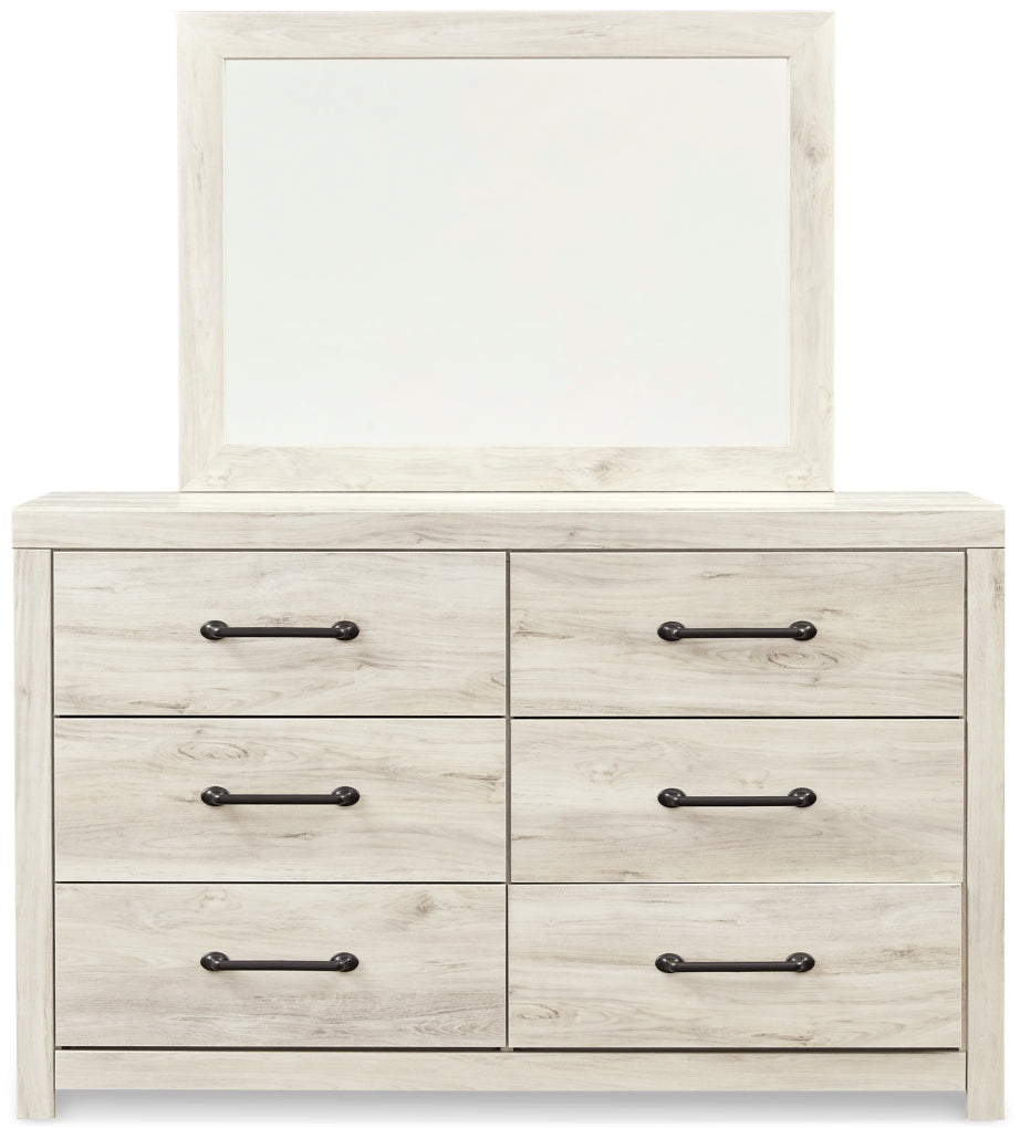 Cambeck Twin Panel Headboard Bed with Mirrored Dresser
