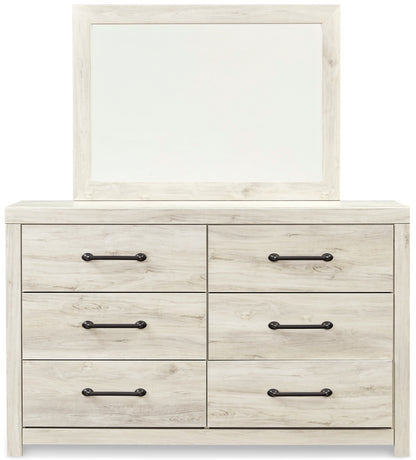 Cambeck Twin Panel Headboard Bed with Mirrored Dresser