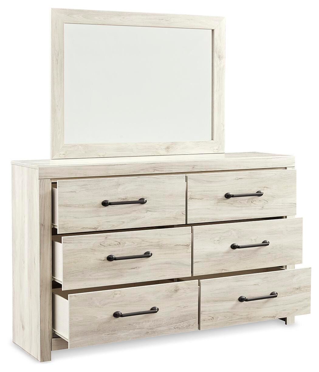 Cambeck Full Panel Bed with Mirrored Dresser