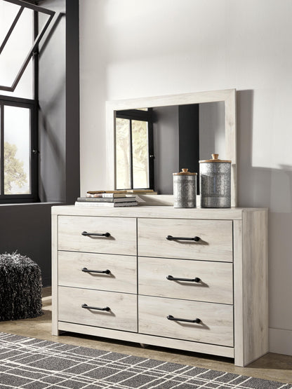 Cambeck King Panel Bed with 2 Storage Drawers with Mirrored Dresser, Chest and Nightstand