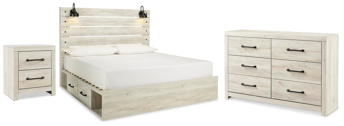 Cambeck King Panel Storage Bed, Dresser and Nightstand