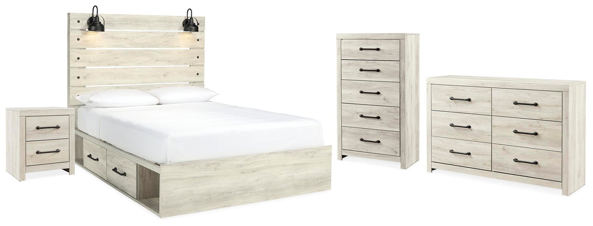 Cambeck Queen Panel Bed with Storage, Dresser, Chest and Nightstand