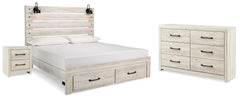 Cambeck King Panel Storage Bed, Dresser and Nightstand