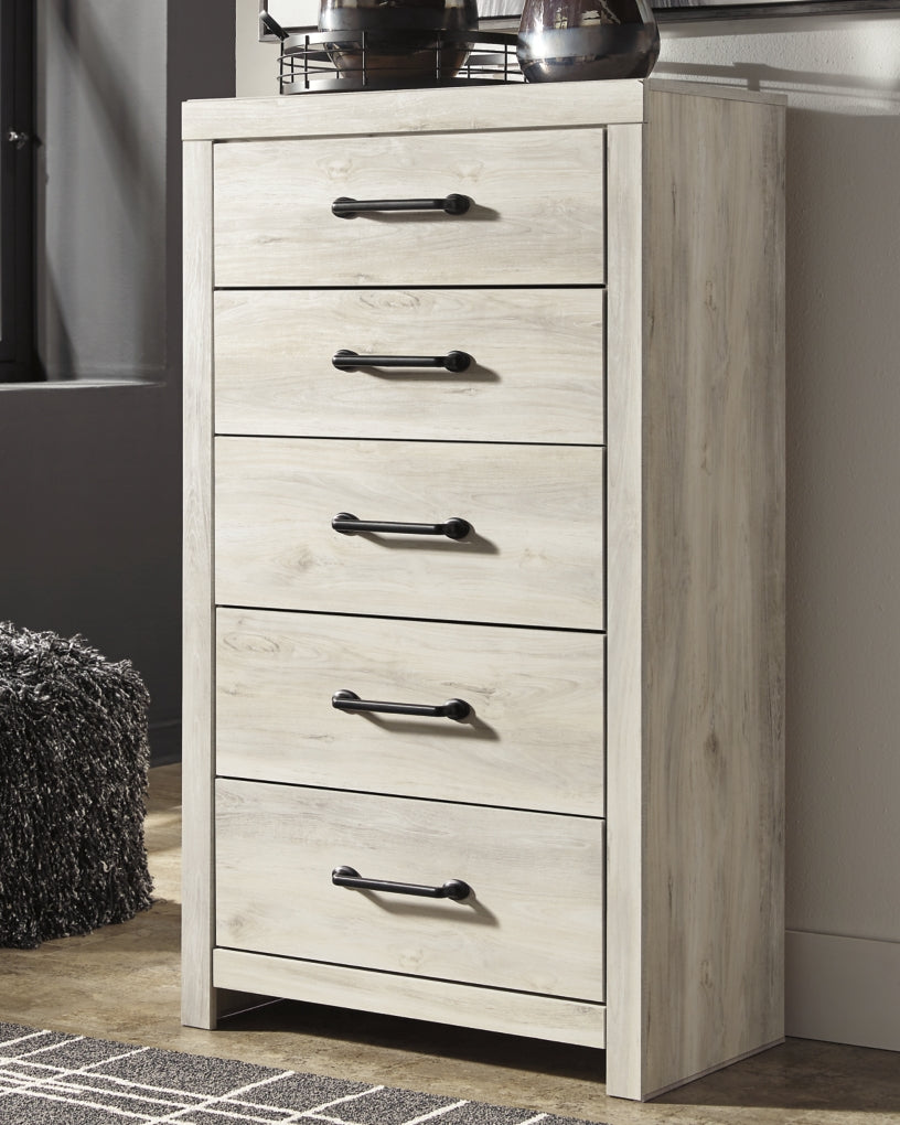 Cambeck Twin Panel Headboard Bed with Mirrored Dresser, Chest and Nightstand
