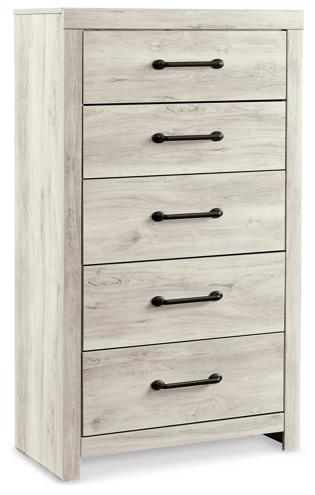 Cambeck Full Panel Bed with 2 Storage Drawers with Mirrored Dresser, Chest and Nightstand