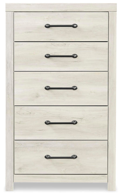 Cambeck Full Panel Bed with 2 Storage Drawers with Mirrored Dresser, Chest and Nightstand