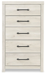 Cambeck Full Panel Bed with 2 Storage Drawers with Mirrored Dresser and Chest