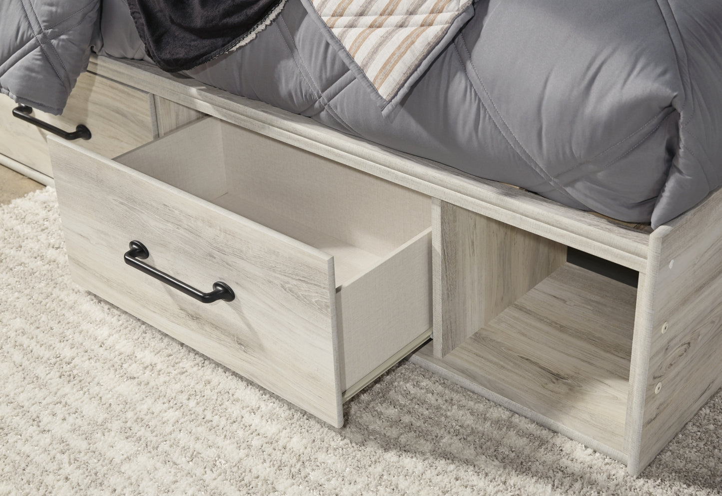 Cambeck Full Panel Bed with 4 Storage Drawers with Mirrored Dresser