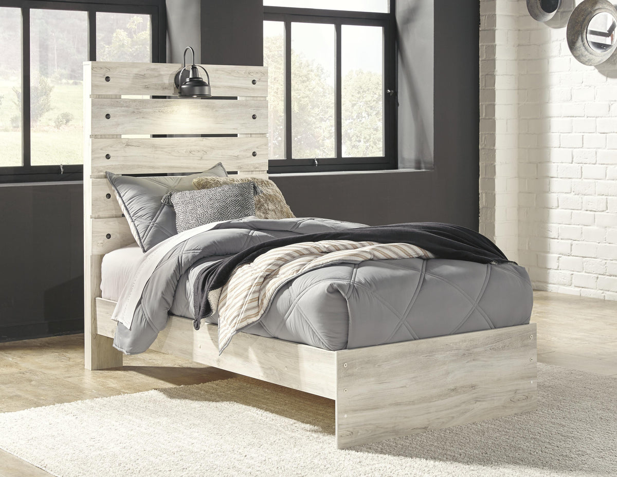 Cambeck Twin Panel Bed with Mirrored Dresser