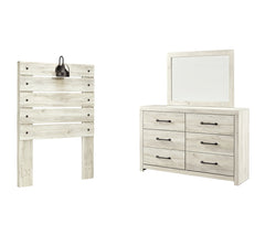 Cambeck Twin Panel Headboard Bed with Mirrored Dresser