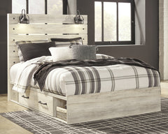 Cambeck Queen Panel Bed with 2 Storage Drawers with Mirrored Dresser and Chest