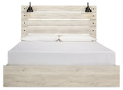 Cambeck King Panel Bed with 2 Storage Drawers with Mirrored Dresser, Chest and Nightstand