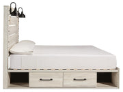 Cambeck King Panel Bed with 2 Storage Drawers with Mirrored Dresser, Chest and Nightstand