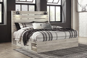 Cambeck King Panel Bed with 2 Storage Drawers with Mirrored Dresser, Chest and Nightstand