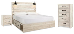 Cambeck King Panel Bed with Storage, Chest and Nightstand