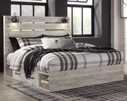 Cambeck King Panel Bed with 4 Storage Drawers with Mirrored Dresser, Chest and Nightstand