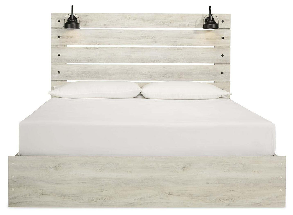 Cambeck King Panel Bed with Storage and 2 Nightstands