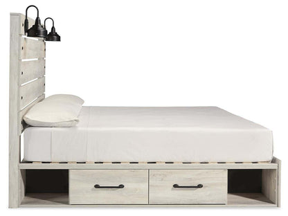 Cambeck King Panel Bed with Storage and 2 Nightstands