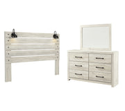 Cambeck King Panel Headboard Bed with Mirrored Dresser