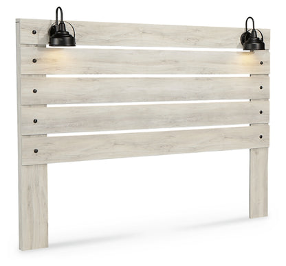 Cambeck King Panel Headboard Bed with Mirrored Dresser, Chest and Nightstand