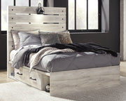 Cambeck Full Panel Bed with 2 Storage Drawers with Mirrored Dresser