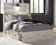 Cambeck Full Panel Bed with 2 Storage Drawers with Mirrored Dresser, Chest and Nightstand