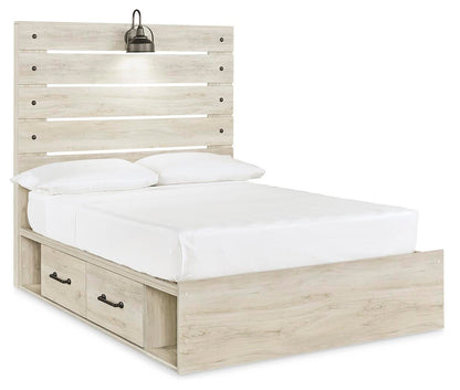 Cambeck Full Panel Bed with 2 Storage Drawers with Mirrored Dresser, Chest and Nightstand