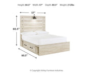 Cambeck Full Panel Bed with 2 Storage Drawers with Mirrored Dresser, Chest and Nightstand