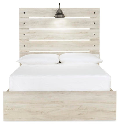Cambeck Full Panel Bed with 2 Storage Drawers with Mirrored Dresser, Chest and Nightstand