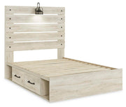 Cambeck Full Panel Bed with 2 Storage Drawers with Mirrored Dresser, Chest and Nightstand