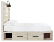 Cambeck Full Panel Bed with 2 Storage Drawers with Mirrored Dresser, Chest and Nightstand