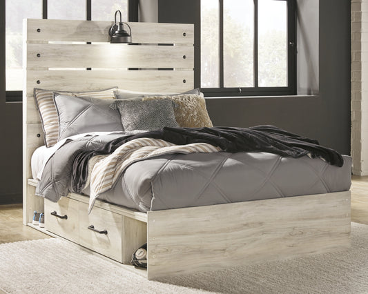 Cambeck Full Panel Bed with 4 Storage Drawers with Mirrored Dresser