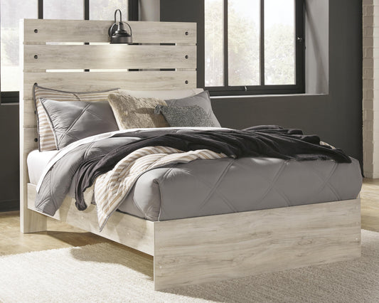 Cambeck Full Panel Bed with Mirrored Dresser