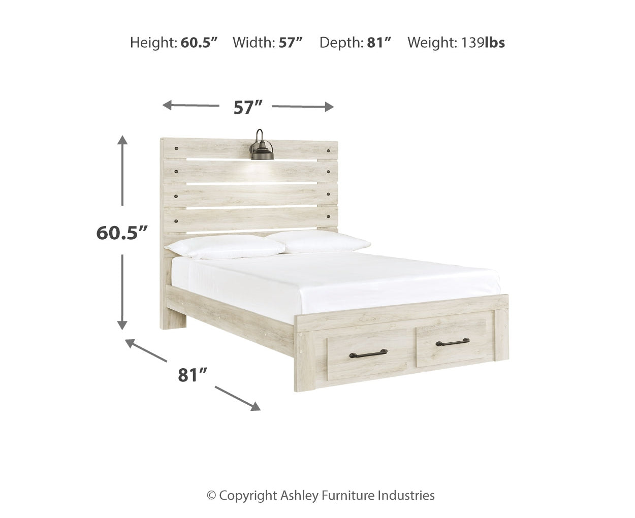 Cambeck Full Panel Bed with 2 Storage Drawers