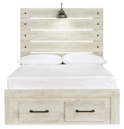 Cambeck Full Panel Bed with 2 Storage Drawers with Mirrored Dresser