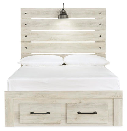 Cambeck Full Panel Bed with 2 Storage Drawers with Mirrored Dresser