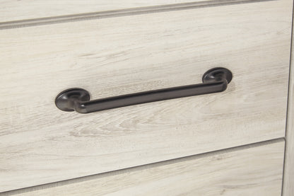 Cambeck King Panel Bed with 2 Storage Drawers with Mirrored Dresser, Chest and Nightstand