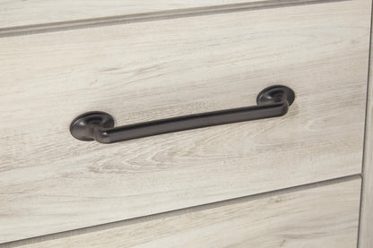 Cambeck Full Panel Bed with 2 Storage Drawers with Mirrored Dresser, Chest and Nightstand