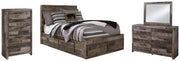 Derekson Full Panel Bed with 6 Storage Drawers with Mirrored Dresser and Chest